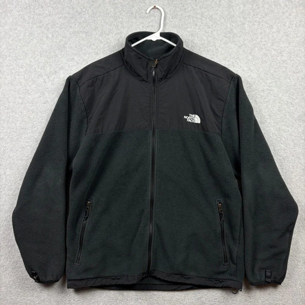 The North Face Jacket Mens Medium Black Fleece Full Zip Mock Neck Hiking Outdoor